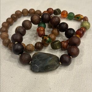 Trio of Vintage Elasticized Beaded Bracelets